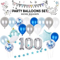 하늘풍선파티 백일 풍선세트 돌잔치 파티풍선 아기풍선 첫돌 백일 홈파티 셀프백일상, 블루 백일세트