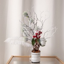 LED 스노우베리화병set 37cmR 크리스마스 장식 TRFAHM.플라워트리, 조화화병