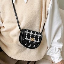 니트 체크무늬디자인 여성 미니크로스백 숄더백