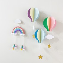 그리다 구름 열기구 모빌 무지개 마크라메 아기방꾸미기 어린이집 생일 홈 파티 인테리어, 1.레드