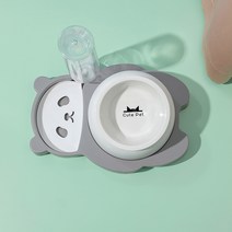 유유라키 팬다 급체방지 반려동물 급수식기세트, 그레이도자기