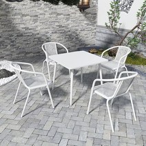 파라솔세트 대형 야외 옥상그늘막 비치 낚시 피크닉 편의점 카페 캠핑 접이식 테라스, 70 화이트 철제 사각 테이블+4 의자