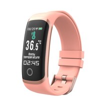 T4 Wearfit 연결 스마트 팔찌 체온 측정 워치 남성 방수 피트니스 활동 트래커, 03 분홍색, 1개