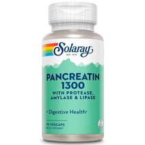 Solaray 솔라레이 Pancreatin 1300 췌장 플러스 파파야 식물성 캡슐 90개 90회 분량
