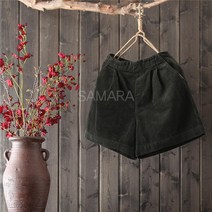 SAMARA 여성 골덴반바지 겨울반바지 밴딩반바지 짧은 정장반바지 바지 빅사이즈