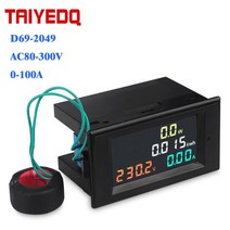 전력측정기 D69-2049 디지털 멀티 미터 100A AC40-300V 전력 에너지 전압계 전류계 분석기 와트 볼트 kwh A, [01] AC40V-300V