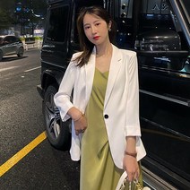샤틴원피스 정장 재킷 서스펜더 드레스와 첩 슬림 비치 휴가 아세테이트 하이 엔드 롱 스커트