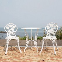 로즈주물 2인세트 야외테이블 화이트/브론즈 의자 테이블 아웃도어 야외용 정원 가든 펜션 리조트, 로즈2인세트 화이트