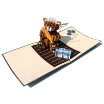 이엔그린 입체카드 팝업카드 3D카드 일반카드, 선택72)낚시하는 곰, 1매