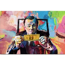 캔버스 페인팅 art 늑대 of wall street 레오나르도 디카프리오 money poster and print for living room decoration unframed, 프레임이 없는 90x130cm, fb972