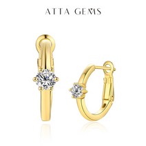 ATTAGEMS-여성용 귀걸이 테스트 통과 모이사나이트 VVS1 D 컬러 라운드 컷 3.5MM 다이아몬드 925 스털링 실버 고급 주얼리