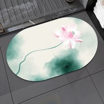 풍수 규조토 발매트 기원연꽃 비단잉어 재물운이 마중 들어오는 홈 빨아쓰는 깨지지 않는 타원형 북유럽 감성 욕실/화장실/주방 빠른 건조 미끄럼방지 노슬립 메모리폼, 재물꽃무늬10번