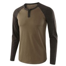 헨리 칼라 T 셔츠 봄/가을 긴 소매 열 스포츠 스웨터 남성 탑 기성 체육관 러닝 풀오버 Activewear