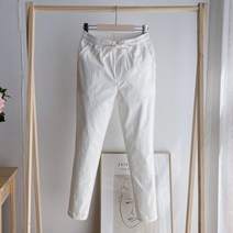 레브클래식 (5컬러) 여름 덤블 워싱 면 스판 밴딩 슬림핏 9부 바지 (빅사이즈 28~36)