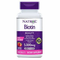 Natrol Biotin L-시스틴 비오틴 5000mcg 250타블렛, 1, 기본