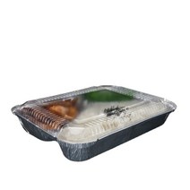일회용도시락 50PCS 780ml 호 일 팬 일회용 알루미늄 점심 상자 뚜껑 테이크 아웃 음식 컨테이너 바베큐 주방 Tinfoil, [03] with plastic lid, [01] 50 개