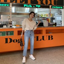 [썬데이베스트/무배/연청S당일] 포켓뽀인트8부일자팬츠 일자데님 일자핏 일자청바지 연청 데님 청바지 청 밴딩팬츠 밴딩데님 밴딩청바지 연청바지 연청 (1color)