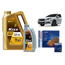 [킥스 G1 5W30] 뉴SM5 플래티넘 엔진오일+에어크리너+오일필터 세트, 1개