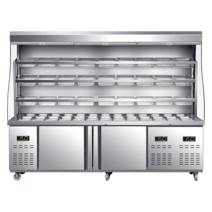 냉장 오픈 쇼케이스 야채 과일 뷔페 마트 진열장, 2.0m 커튼 모델