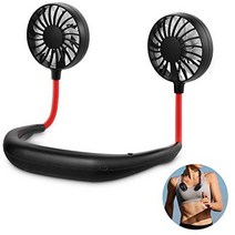 일본직발송 2. GeeRic 목걸이 선풍기 usb 선풍기 목걸이 선풍기 소형 탁상선풍기 저소음 미니선풍기 충전, One Size, 블랙