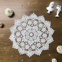 364days 장미꽃 화이트 레이스 자수 매트 식탁 주방 홈데코 소품 받침 30cm, 04. 안개꽃 레이스 매트(개별포장) 1개