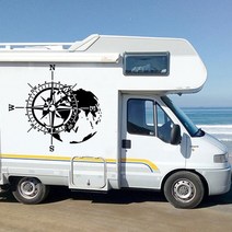 대형 캠핑카 Rv 세계지도 나침반 자동차 트럭 스티커 데칼 탐색 모험 시간 여행 4x4 Offroad 캠핑 Motorhome Kids Room, [07] Soft Pink, [03] 56cmwidex53cmhigh