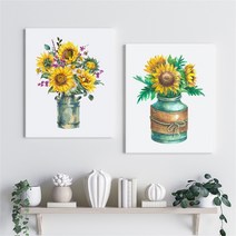 감성 수채화 해바라기 그림 액자 No11~20 캔버스 10호, 13번／10호41x53cm(캔버스액자옆면흰색)