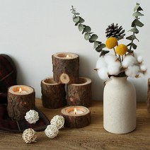 통원목 우드 티라이트 캔들 홀더 관리용품 촛대 받침 양초 나무