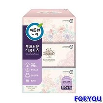 ForU727 깨끗한나라 미용 티슈 250매3개 겹화장지 화장지 물티슈 두루마리화장지