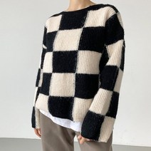 울하찌 체커 보드 니트티