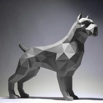 60cm 대형 동물 강아지 핏불 종이접기 재료 페이퍼 아트 핸드메이드 직접 만드는 인테리어 장식소품, 핏불(펄 실버)