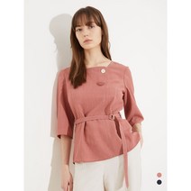 올리비아로렌 신상품 스퀘어넥 허리 밴드 포인트 라운드 단색 블라우스 VOCNL3M4221