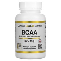 캘리포니아골드뉴트리션 BCAA 아지퓨어® 분지쇄 아미노산 500 mg 60 식물성 캡슐