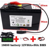 새로운 12V 50Ah 18650 리튬 배터리 팩 3S6/7P 분무기 전기 자동차 + 용 고전류 30A BMS 내장, 03 1pcs 50000mAh 3S6P