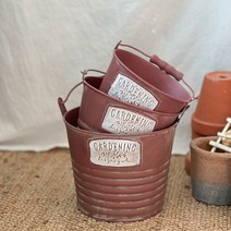 빈티지 양철바스켓 2color 양철통 철제바스켓 철제바구니 양철바구니, 레드 소, 1개