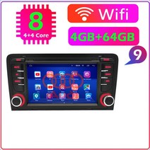 캠핑카TV 뒷좌석모니터 자동차 안드로이드 라디오 멀티미디어 플레이어 아우디 A3 2003 8P 도어 2din, 09 8C 4G-64G