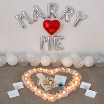 결혼 프로포즈 용품 세트 셀프 답 led 촛불 소품 러브헌터, 02 퓨어 SET02-1.MARRY ME