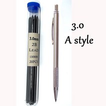 필기도구 펜 볼펜 샤프 만년필 풀 메탈 기계식 연필 리드 홀더 3.0mm /2.0mm 스틸 레드 HB 2B 리필 실, 06 A and 2B