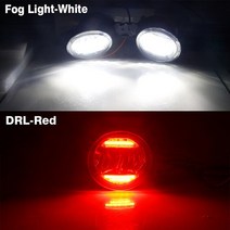 코번트 2in1 30W 8000LM LED 안개 조명 어셈블리차량안개 램프 DRL 주간 러닝 라이트 12V Renault Clio 2/II Hatchback Van 1998-200, [05] White and Red
