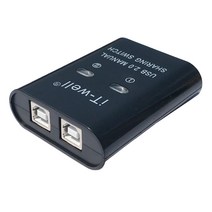 USB 수동 스위치 허브 프린터 공유 장치 2 in 1 out 데이터 전송 허브, Black, 01 Black