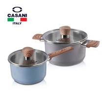 까사니 셀바 IH 스텐세라믹 냄비 2종 세트 FB037, 실버, 편수 18cm +  양수20cm