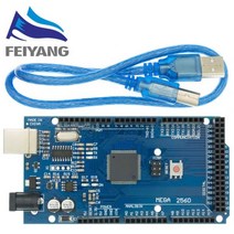 Meg2560 메가 2560 R3 (ATmega2560-16AU CH340G) Pro 미니 meg2560 AVR USB 보드 개발 보드 arduino 용 케이블 포함 전자 부품 액세서리 소스, Blue with cable