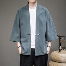 삼베옷 남성 개량 한복 정장 도포 남자 승복 중국풍 한요소 우직 가디건 대 섶도포 남학생 개량 한복 국조 민족 복고풍 반복
