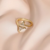 S&F 행운 인어의 꼬리 물고기 반지 패모 오픈링 JZ011