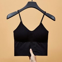 여성용 한 골지 탱크 탑 크롭 탑 아름다운 백 캐미솔 니트 속옷 원활한 패딩 스트리트웨어
