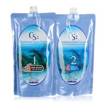 씨에스 트리트먼트 오징어먹물 컬러크림 500ml(1제)+500ml(2제) 염색약, 다크브라운