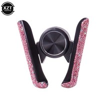 차량용 핸드폰 거치대 무선 충전기 자석 스파크 쏘렌토 티볼리 미니쿠퍼 diamond car phone holder 여성 rhinestone air vent mount 내부, 분홍색