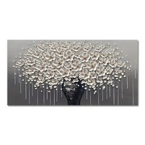 돈나무 액자 현대 큰 금 돈 나무 꽃 유화 캔버스에 추상 홈 벽 장식 아트 그림 4, 25x50cm 프레임 없음, 2004-01