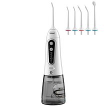 ByDiffer 워터 플로서 치아 청소용 무선 300ML 5가지 DIY 모드 제트 팁 충전식 IPX7 방수 치과 휴대용 구강 세정기 블랙 598139, White