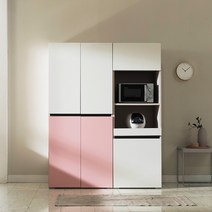 [1만원 즉시할인]장인가구 스페이스 광폭 1400 광파오븐 렌지대 주방수납장, 핑크